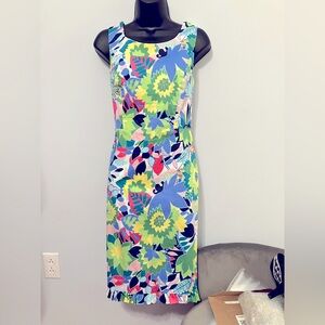 Talbots Tropical Ruffled Hem Sheath NWOT Sz 6